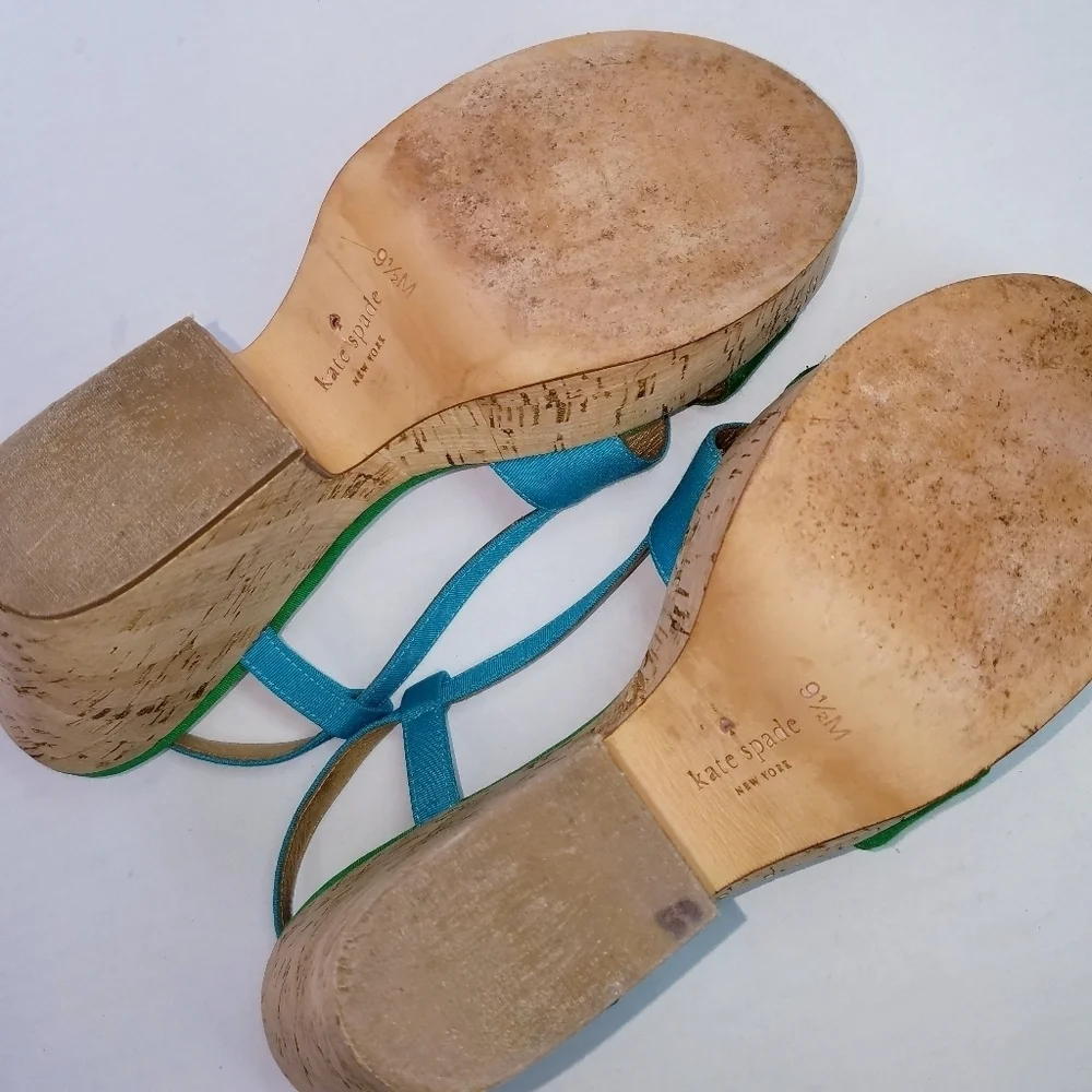 🌸‎ Kate Spade | Suede Multicolor Wedge Sandals 9.5
